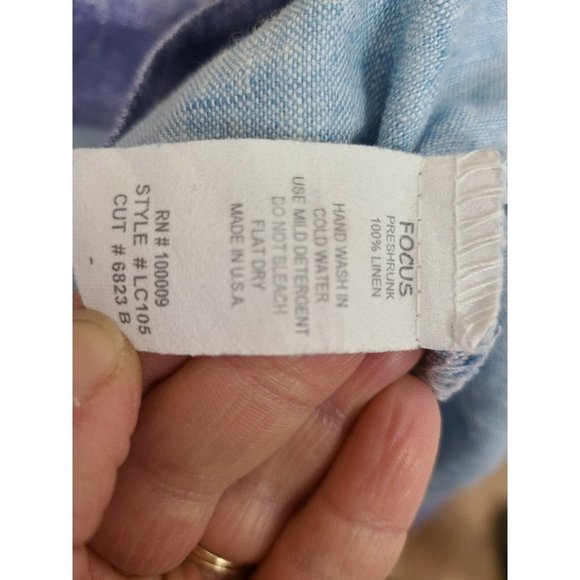 Focus Womens Blue Purple Linen Button Up Long Sleeve Lightweight Jacket Size XL - Picture 7 of 7